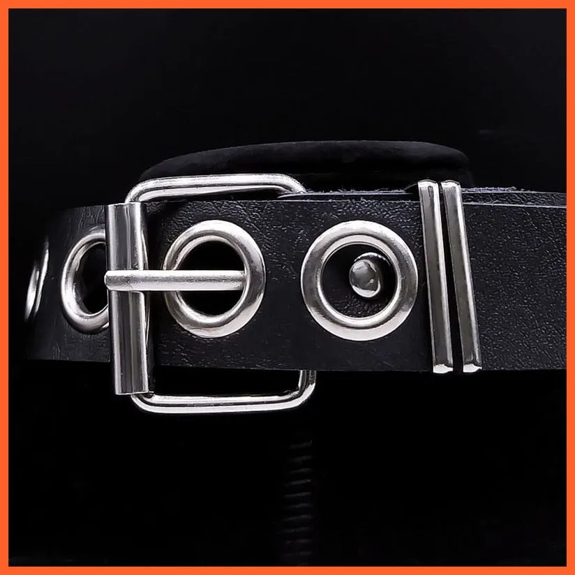 Vintage Black Pu Leather Harajuku Choker Necklace For Women