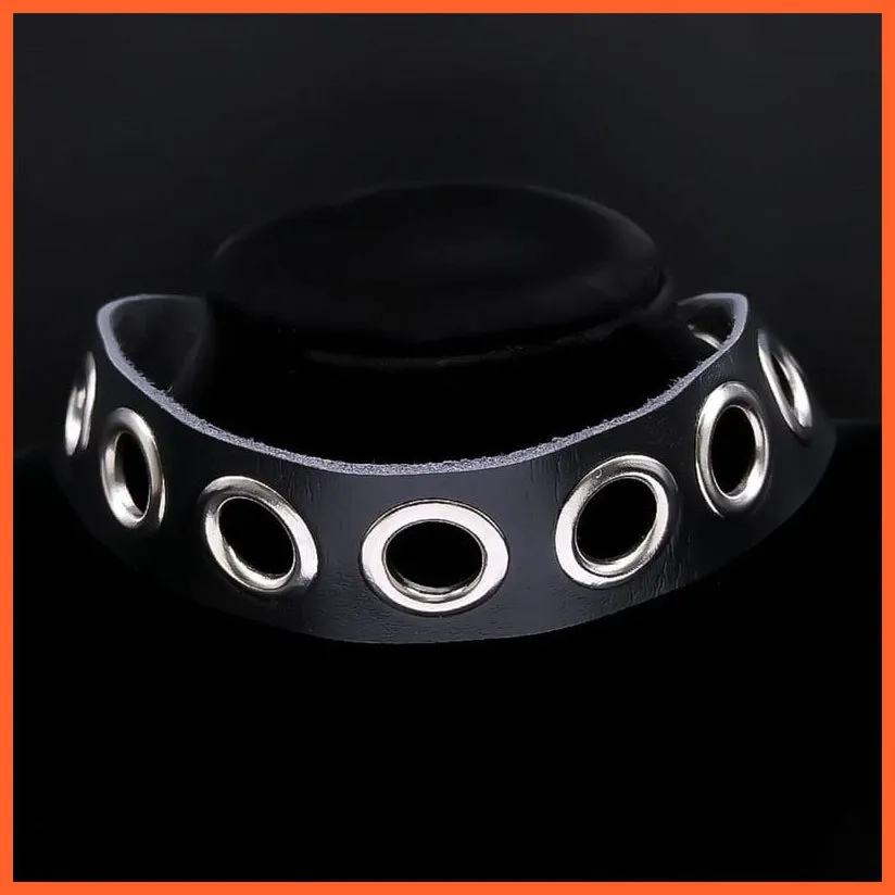 Vintage Black Pu Leather Harajuku Choker Necklace For Women