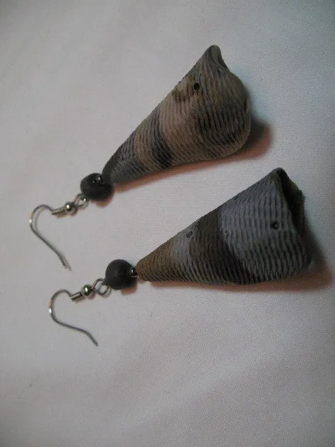 VIntage Painted Natural Ocean SEA SHELLS Seashells Cone DANGLING DANGLE Hook EARRINGS Set