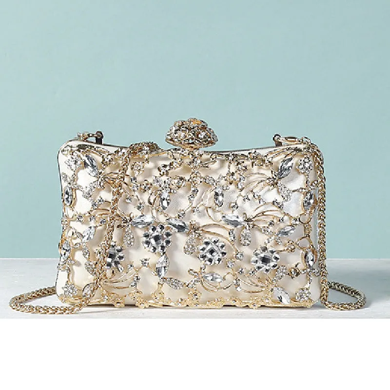 Vvsha - White Casual Patchwork Chains Rhinestone Bags