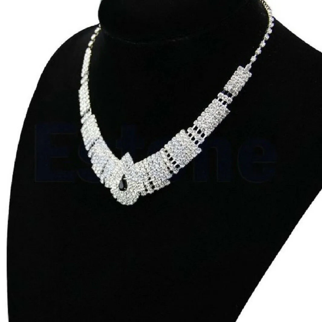 White & Black Crystal Bling Rhinestone Chocker set