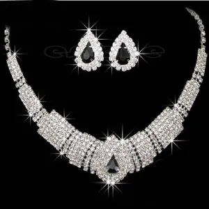 White & Black Crystal Bling Rhinestone Chocker set
