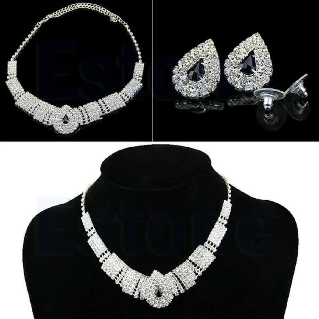 White & Black Crystal Bling Rhinestone Chocker set