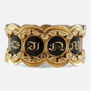 William IV 18ct Gold and Enamel Memorial Mourning Ring