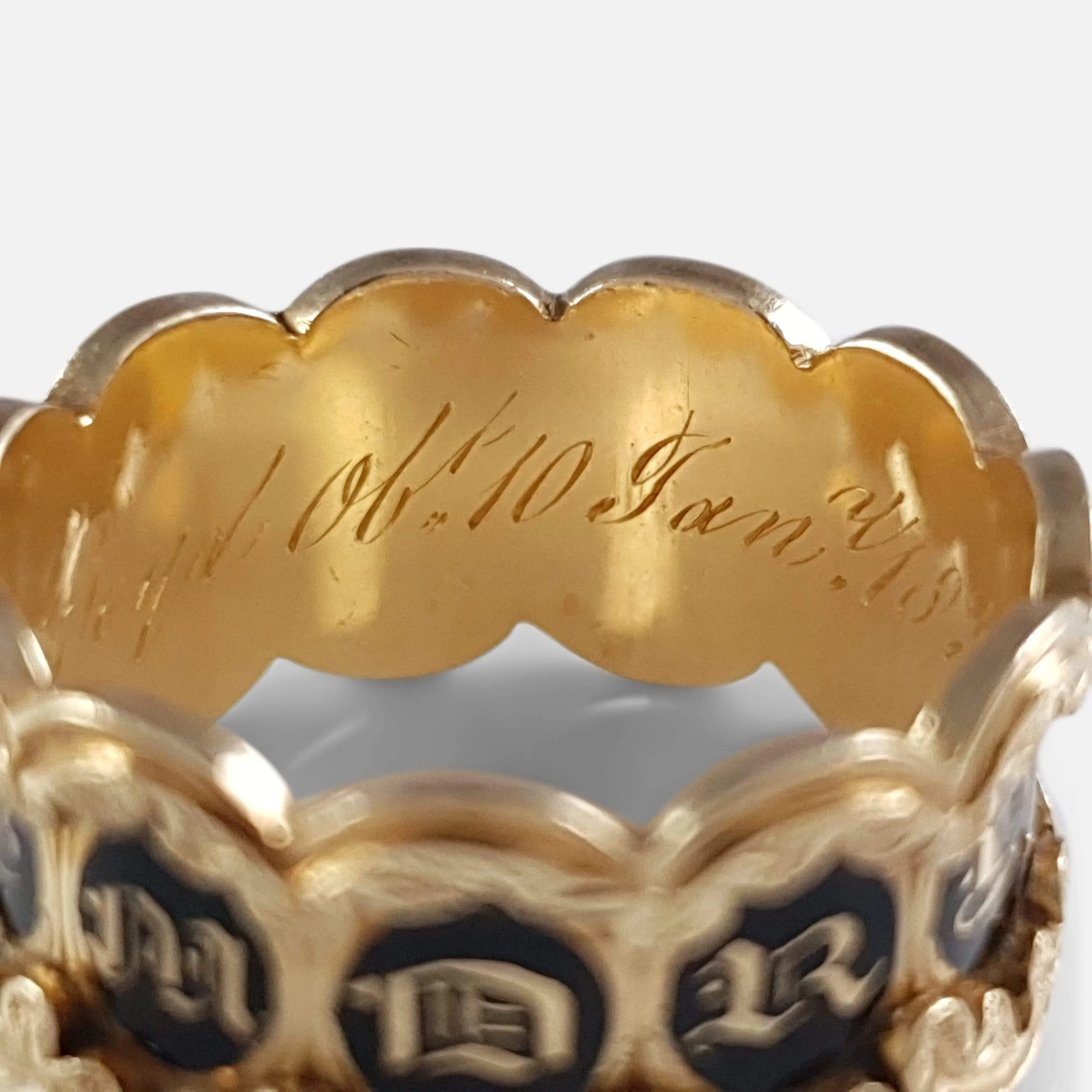 William IV 18ct Gold and Enamel Memorial Mourning Ring