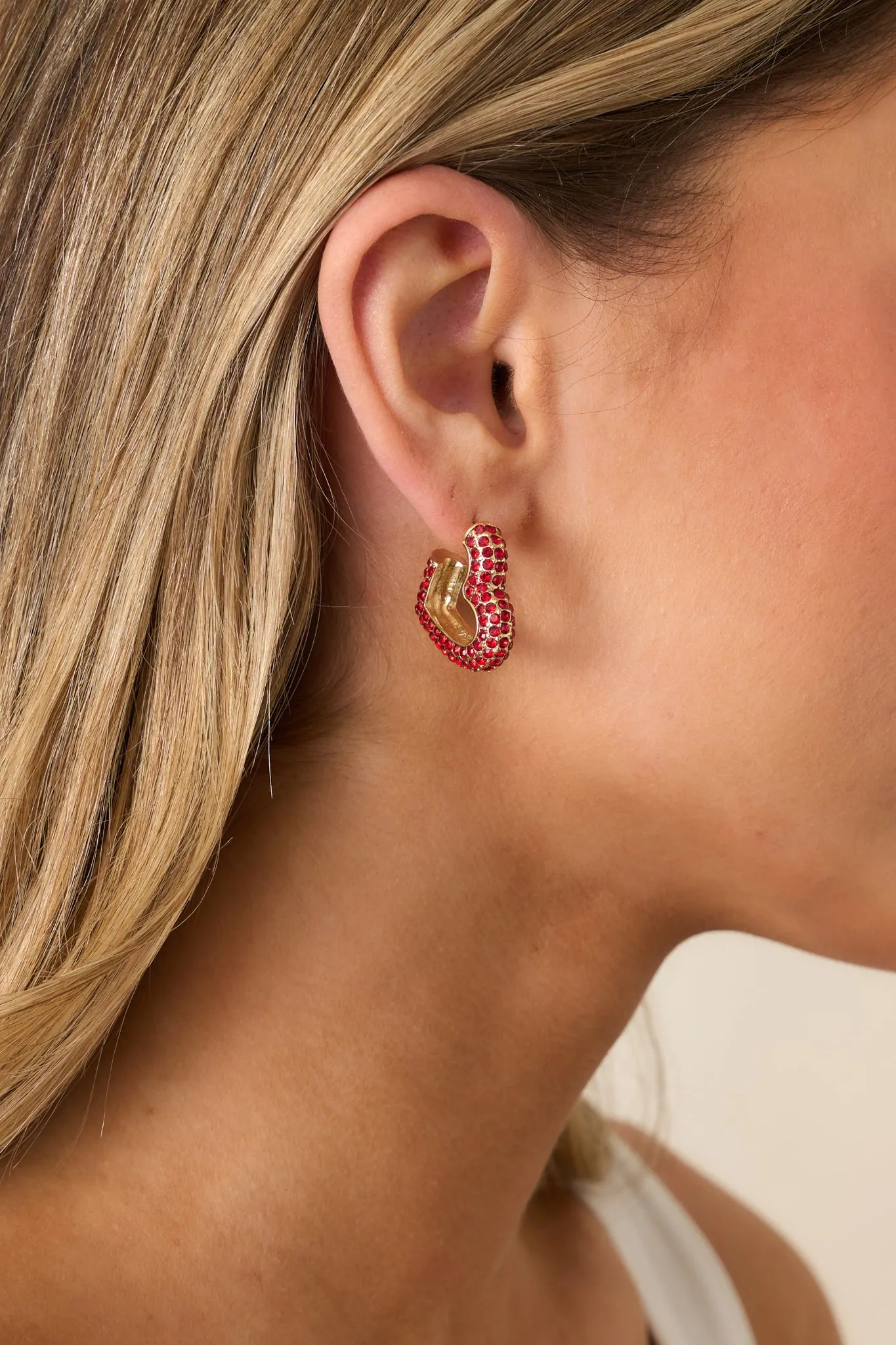 Wisp of the Last Flame Red Rhinestone Earrings