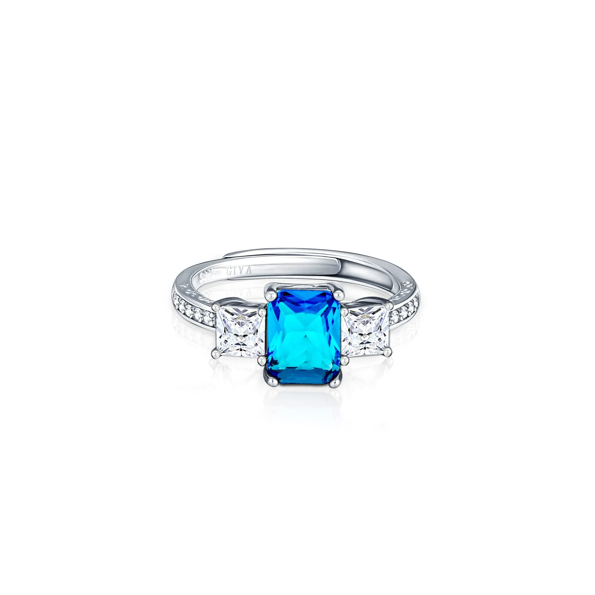 Women’s  Sterling Silver Solitaire Ring Adjustable Rings for Women