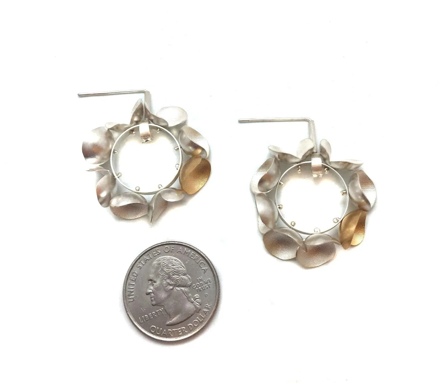 Wreath Hoops - Silver with Gold